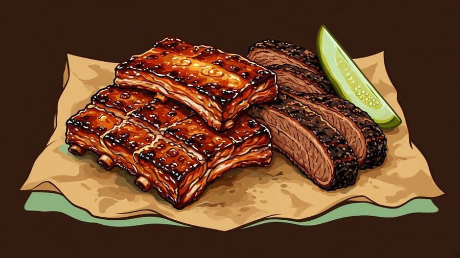 Illustration of barbecue ribs