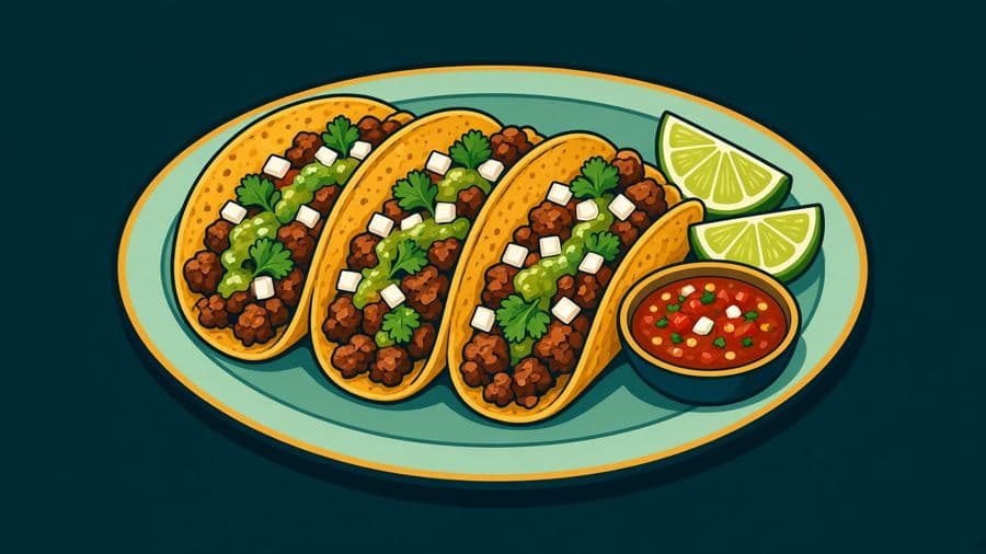Illustration of tacos on a plate